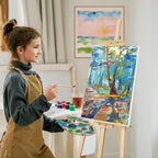 1Pcs Wooden Easel for Painting-Adjustable Easel Stand for Painting and Canvas, Holds Up to 42", Lightweight Pine Art Easel Stand, Large Easel for Painting for Beginners, and Artists