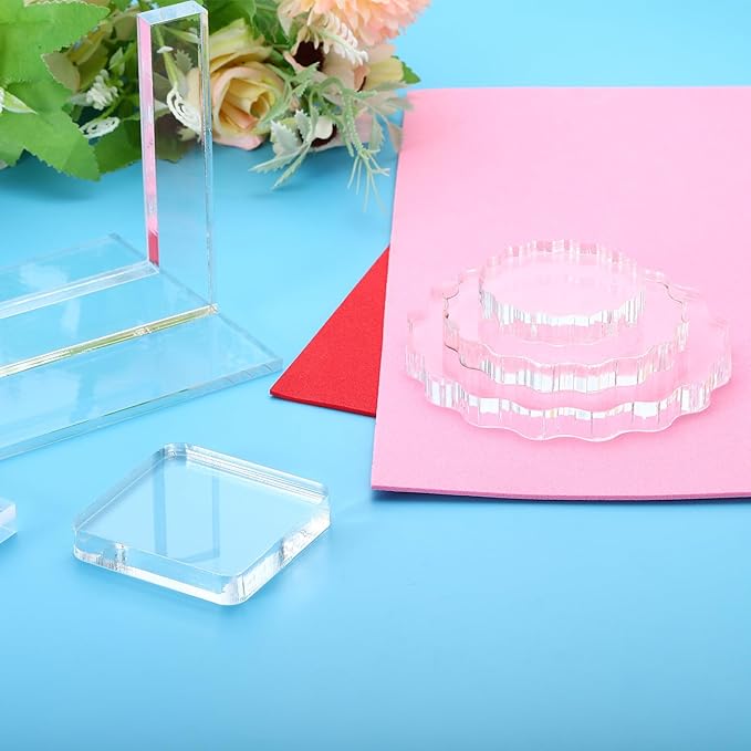 PATIKIL Acrylic Stamp Block, 1 Pack Clear Stamping Block with Grid Lines Decorative Mounting Blocks Set Rectangle for Scrapbooking Crafts Card Making