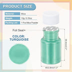 uxcell 10g/0.35oz Cosmetic Grade Mica Powder, 600 Mesh Mica Powder Natural Resin Epoxy Pigment Powders for Casting Resin, Candle Dye, DIY Nail Polish and Lip Gloss, Turquoise