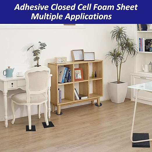 Foam Padding Sheets with Adhesive Backing - Self Stick Neoprene Insulation Foam,12PCS 1/8 Inch Thick X 4 Inch Long X 4 Inch Wide - Closed Cell Foam Sheet Square Pad
