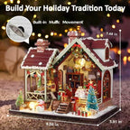 DIY Miniature House Kit, Miniature Kit with Music, Dollhouse Kit for Adults Teen, Mini House Building Kit for Birthday, Christmas Warm Lodge