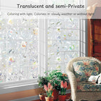 NINETREX Window Privacy Film,3D Stained Glass Window Film,Decorative Window Covering Sun Blocking Vinyl Static Cling Anti-UV Heat Control for Home Decor,Tulip 17.5 x 78.7inch