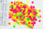 1.76 oz (ab. 240pcs) Mix of Big Pony Bagel Czech Glass Beads, 6mm (0.24 inch, Hole 0.08in) Semi Matte Neon Mix