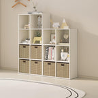 Wood Cube Storage Organizer Closet Cabinet for Living Room Bedroom Study Shelf Bookcase Wooden Floor Standing Open Bookshelf for Kids Home Office Display Storage Cabinet (White, 8-Cube, 11.81in)