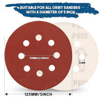5 Inch 8 Hole Sanding Discs, 150 PCS 800 Grit Hook and Loop Sandpaper, Round Aluminum Oxide Sand Paper Discs for Random Orbital Sander