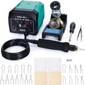 YIHUA 939-II Wood Burning Kit Station Pyrography pen 250~750℃/482~1382℉ Temperature Adjustable with 20 Wire Nibs, 1 stable pen holder, 2 stencils, 2 scrap wood, 1 S/S Tweezers, and 1 pliers (Green)