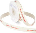 Merry Christmas Ribbon - 5/8 Inch x 12 Yards Cotton Herringbone Ribbon, Natural Twill Tape Ribbons for Gift Wrapping, Birthdays, Weddings, Anniversaries, Valentine's Day, Mother's Day