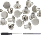YORANYO 150 Sets 8MM Chicago Screws Leather Rivets for Fabric Chicago Binding Screws Buttons Metal Studs Rivets for Decorate and Repair Belts Bags Shoes Purse Dog Collar Leather Craft (Silver)