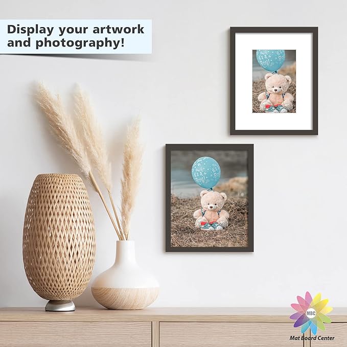 Mat Board Center, Pack of 50, 8x10 for 5x7 White Picture Mat Sets - Acid Free, 4-ply Thickness, Bevel Pre-Cut White Core - Includes Backing Boards and Clear Bags - for Pictures, Photos, Framing