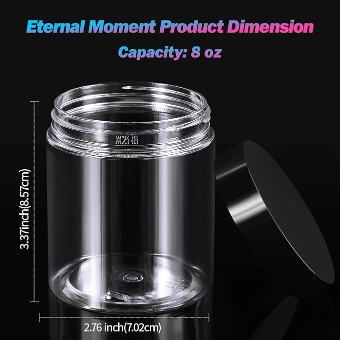 36 Pack 8 OZ(240ML) Plastic Jars Round Clear Cosmetic Container Jars with Lids, Eternal Moment Plastic Slime Jars for Lotion, Cream, Ointments, Makeup, Eye shadow, Samples, Pot, Travel Storage