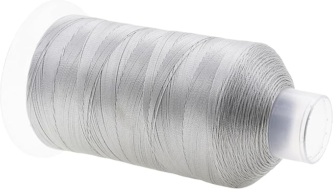 Mandala Crafts Silver Heavy Duty Thread -1500 Yds Tex 90 Thread for Sewing Drapery Jeans Leather Hair - Bonded Polyester for Outdoor Marine Upholstery