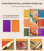 Join&Joy 1500 Piece Puzzle Board Pro, with 6 Drawers & Cover, 34" x 25", Sort-Wise Colorful Felt Drawers, Wooden Jigsaw Puzzle Board, Birthday Gifts for Mom