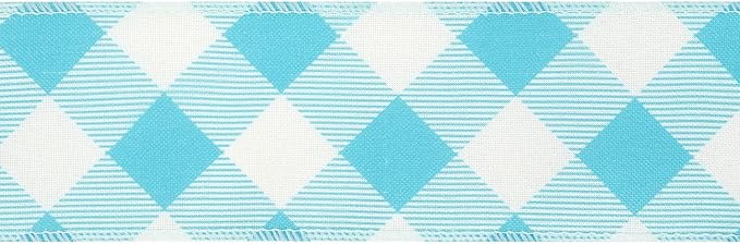 MEEDEE Blue and White Check Ribbon Christmas Wired Ribbon Blue White Burlap Ribbon 2.5 Inch X 10 Yards for Crafts Christmas Tree Decoration Birthday Decor Bows Making Flower Wreath Gift Wrapping