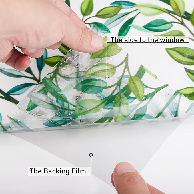 Donox Window Privacy Film, 3D Decorative Window Vinyl Decorative Stained Glass Window Film, Anti-UV Sun Blocker Heat Control for Home, 29.5 Inch x 13.1 Feet (with Installation Tool)