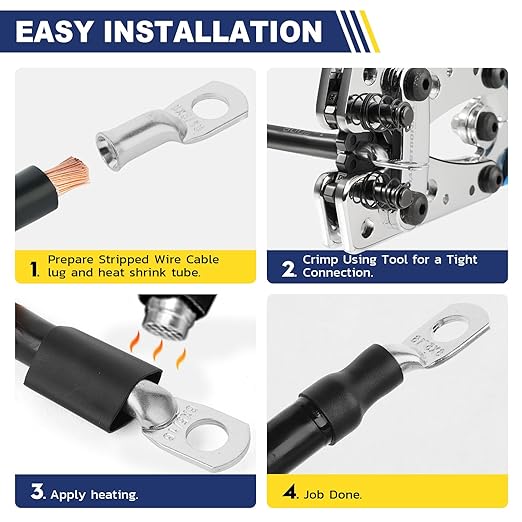 haisstronica 10pcs 6 AWG - 1/4" (M6) Tinned Copper Battery Lugs, Heavy Duty Copper Wire Lugs with 10pcs 3:1 Adhesive Heat Shrink Tubing,6 Gauge Wire Lugs,Tinned Copper Battery Cable Ends
