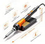 60W Adjustable Temperature Soldering Iron Kit - 9-in-1 With 5 Tips, Solder Wire Stand for Soldering and Repair