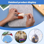 WONVOC Needle Felting Mat, Needle Felting Tools, 10''x10''x1'' Natural Felting Wool Pad, Needle Felting Supplies, with Finger Cots and 30 Straight Pins, Felt Pad for Making Felting Crafts