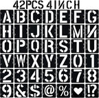 4 in Alphabet Number Stencils for Painting, 42 Pcs Reusable Letter Stencils for DIY Project Art Craft Spray Painting Templates Interlocking Stencil Kits for Wood Signs, Wall Art