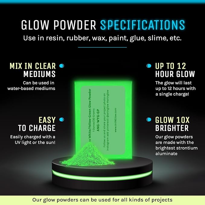 Glow in The Dark Pigment Powder - Neutral and Fluorescent Color for Art Painting, Fine Art, Nail Art Paint, and DIY Crafts - Long Lasting 10+ Color Options - Fluorescent Pink - (8 Ounce)