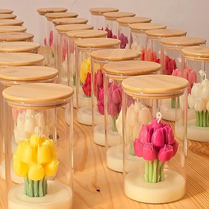 JDH Flower Silicone Mold,Tulip Bouquet Silicone Candle Molds,3D Flower Resin Candle Molds for DIY Handmade Supplies,Flowers Ornament Mold for Soap Wax Concrete Epoxy Resin Cake Decoration