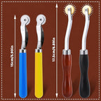 4PCS Tracing Wheel, Professional Stitch Marking Spacer, Wood and Stainless Steel Pounce Wheel for Sewing Patterns with Wooden Handle and Plastic Handle for Tracing Paper and Leather Crafts