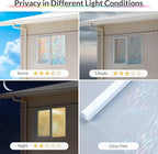 rabbitgoo Window Privacy Film with Installation Tools, Stained Glass Window Film Rainbow Prism Decorative Glass Clings for Home Decor, Static Cling Covering Sun Blocking, 17.5" x 118.1"