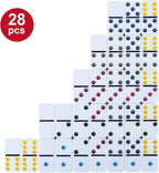 Double Six Dominoes Set with Tin Box - 28 Color Double 6 Domino Tiles for Kids & Adults, Classic Family Board Games for 2-4 Players, Travel, Party