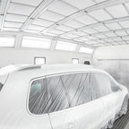 HARFINGTON 3 Rolls Pre-Taped Masking Film 106.3" x32.8ft Double Adhesive Tape and Drape Painters Plastic Drop Cloth Film with Tape Plastic Sheeting for Automotive Painting Covering