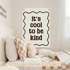 Affirmation Wall Decor It's Cool to be Kind Linen Canvas Banner,Nursery Decor Wall Hanging Flag for Bedroom Playroom Classroom Kids Rroom 18x25 Inch