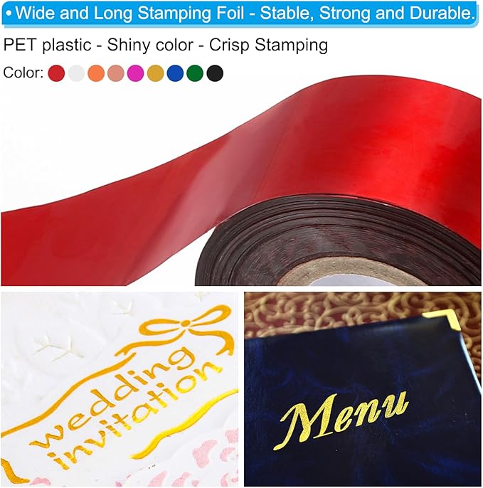 PATIKIL 1.6"x400Ft Hot Stamping Foil Paper,Heat Transfer Hot Stamping Paper Foil Roll for Leather DIY Logo Decor Craft Gift Card Package Scrapbook,Black