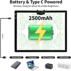 Rechargeable A3 Light Pad for Diamond Painting with Padded Case,Light Board with Stand,3 Colors Stepless Dimmable and 6 Levels of Brightness Light Box for tracing,Drawing,Sketching,Animation