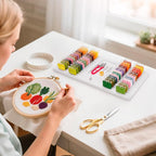 3mm Embroidery Floss Storage Organizer, 52-Slot Bobbin & Tools Tray with Magnetic, Embroidery Thread Organizer Holder for Cross Stitch Storage (Bobbins are Not Include)