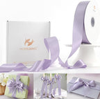 HUIHUANG Purple Satin Ribbon 1-1/2 inch x 100 Yards Lavender Color Double-Faced Satin Ribbon for Flower Bouquet, Gift Wrapping, Eternal Roses, DIY Crafts, Bridal Shower Wedding Decor
