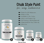 Chalky Chicks All-in-One Chalk Paint for Furniture or Cabinet - 8Fl Oz - Matte Finish Stormy Seas (Light Blue) for Metal, Wood Furniture Paint - No Sanding All-in-One for Home Decor & Crafts, USA Made