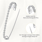 Housweety 10 Silver Tone Rhinestone Safety Pins Brooches 5.8x1.2cm