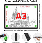 Zocelight Rechargeable A3 Tracing Light Box with Padded Case,Diamond Art Light Board with 4 Magnets,Wireless Light Pad for Diamond Painting,Ultra Bright Light Table for Drawing, Sketching(Black)