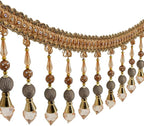 3yards Beading Fringe Trimming Long Beads Tassel Curtain Trim Ribbon Trim for Cover Edge Decorative (Orange)