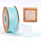 1 Inch Wide Sheer Chiffon Ribbon - Pearl Silk Woven Ribbon Suitable for Gift Wrapping, Wedding Decor, Home Decor, Girl Hair Accessories Handmade DIY (25 Yards/roll) (Tiffney Blue)