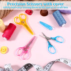 3 PCS Small All Purpose Craft Scissors, 3.5" Mini Stainless Steel Sewing Craft Scissors with Protective Cover, Detail Precision Straight Tips for Travel Embroidery Paper Cutting Crafting