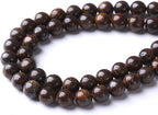 45PCS 8MM Natural Bronze Stone Beads Round Loose Stone Beads for Jewelry Making DIY Energy Stone Healing Power Bracelet 15"
