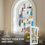 3D Stained Glass Window Film, Decorative Window Privacy Film for Bathroom,Front Door,Home, Sun Blocking Heat Control,Static Cling, Ores 23.6inch x 35.4inch
