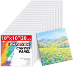 10x10inch Flat Canvas Boards for Painting 20 Pack Primed Acid Free Canvas Panels for Oil, Watercolor, Acrylic Paint