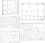 5 Pcs Interior Design Drawing Templates, Reusable Architectural Templates, House Plan, Interior Design, Furniture Template Circle Architectural Scale Ruler Stencils for Drawing & Drawings Tools