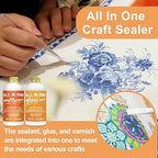Crafts Sealer Gloss Matte Finish, 200ml+200ml All in One Craft Glue, Varnish, and Finish, All Purpose Art Glue Kit for Wood, Paper, Acrylic Paints, Ceramics, Fabrics, Clay