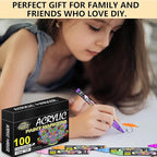 Gunsamg Fine Tip Acrylic Paint Markers – 100 Colors Acrylic Paint Pens for Rock, Glass, Wood, Stone, Ceramic, Fabric, Metal, Canvas – Permanent Waterproof No Bleed Paint Pens for Crafts & Art Supplies