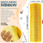 Anivia Deco Mesh Ribbon, 10inch x 30 Feet Each Roll Metallic Foil Mesh Ribbon for Wreaths Swags, Holloween, and Christmas Tree Decoration (Gold/Gold Foil)