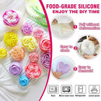 6PCS Flower Silicone Molds Set,3D Rose Flower Silicone Fondant Mold Valentine Day Silicone for Candle Making Molds Cake Mold for Chocolate Candy Pastry Dessert Resin Craft