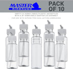 Master Airbrush (Pack of 10 TB-009 Empty 3.4-Ounce (100cc) Plastic Jar Bottles with 30° Down Angle Adaptor Lid Assembly - Fits Dual-Action Siphon Feed Airbrushes, Use with Master Badger Paasche Iwata