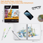 Mix Media Pad, Ohuhu Mixed Media Art Sketchbook, 120 LB/200 GSM Heavyweight Papers, 62 Sheets/124 Pages, Spiral Bound Mixed Media Paper Pad for Christmas Gift
