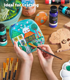 64 PCS Acrylic Paint Set with 12 Brushes, 2 Knives & Palette, 48 Colors (2oz/60ml) Art Craft Paint for Adults Kids Artists Beginners, Halloween Pumpkin Canvas Ceramic Rock Painting Kit